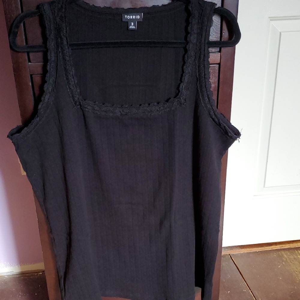 Torrid Elegant Black Tank with Lace Detail